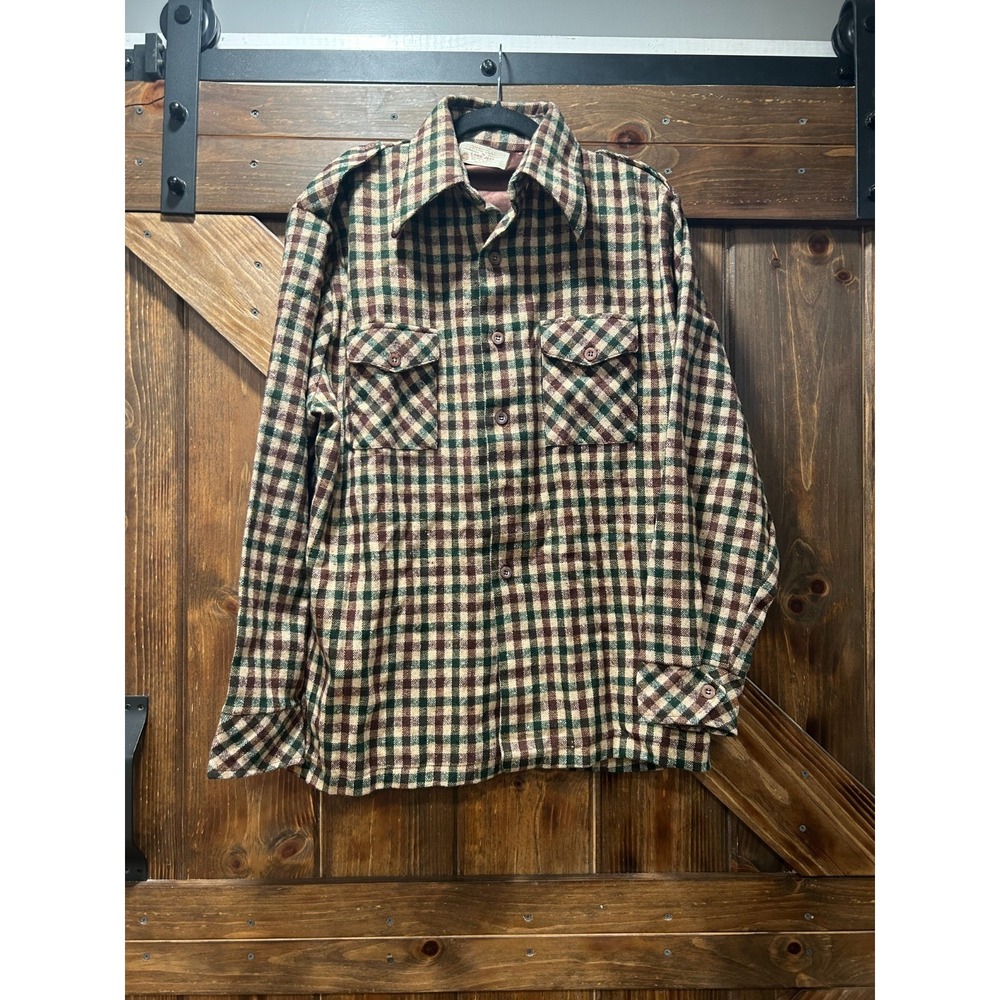 VTG Country Classics By Lord Jeff Plaid Flannel Shirt Wool Blend Men's L